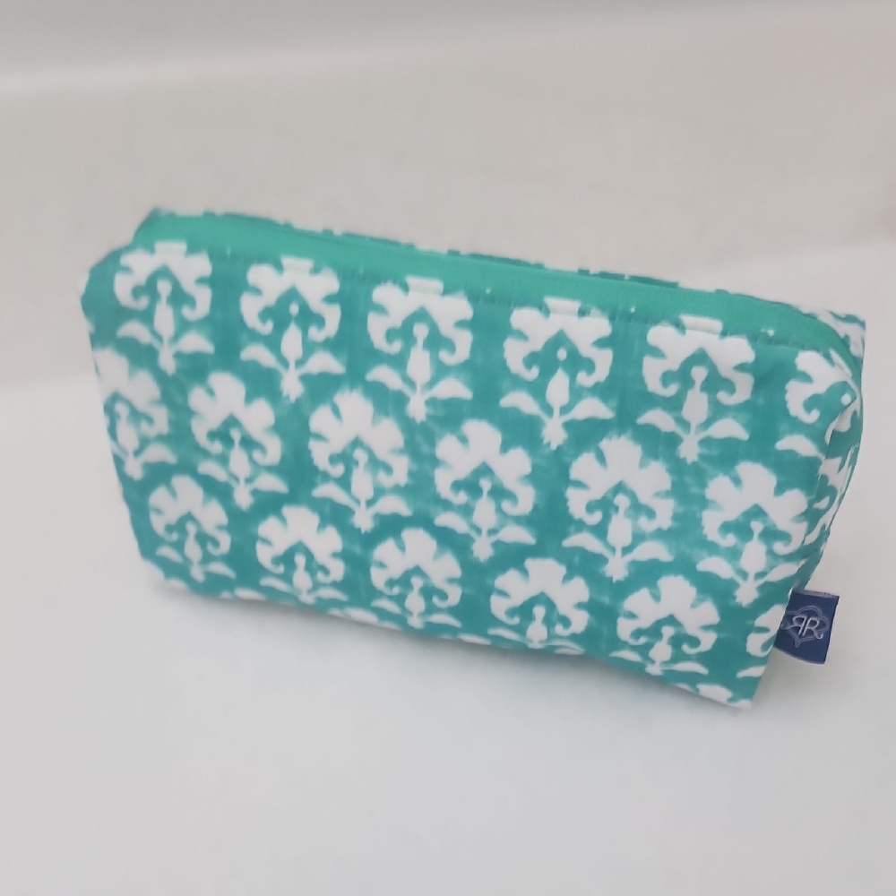 Roller Rabbit X Target - Teal White Patterned Zipper Pouch